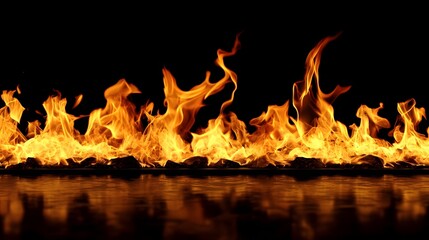 Poster - Dramatic scene of a raging fire with towering flames consuming the night creating an intense heat and fiery glow that appears to engulf the surrounding environment