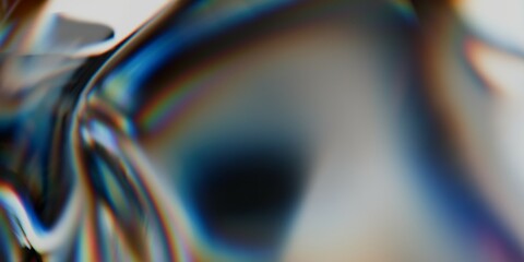 Wall Mural - bold holographic liquid background. iridescent wavy melted substance on black background, glass effe