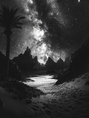 Wall Mural - Black and White Night Sky