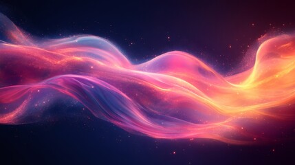 Poster - Colorful particles flowing and forming abstract wavy shapes