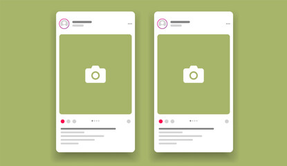 Poster - Social media carousel post template mockup. Mobile app interface with blank pictures, editable posts. Scroll frame pages, social media photography.