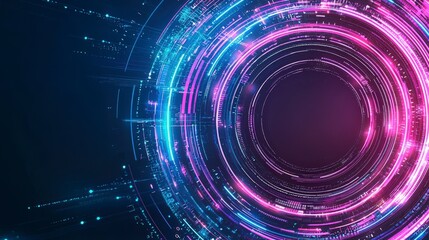 Poster - Abstract digital background featuring colorful circular patterns with glowing elements, representing technology and innovation.
