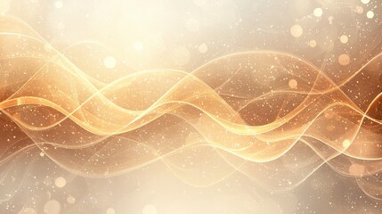 Poster - Wavy golden lines with a soft, shimmering background create an elegant and dreamy atmosphere.