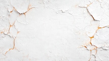 Poster - Cracked white wall texture with visible imperfections and peeling areas, creating an aged and weathered appearance.
