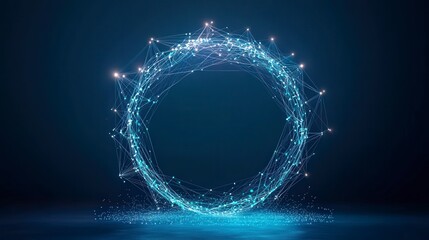 Poster - A glowing blue circular shape made of particles against a dark background, conveying a sense of technology and motion.