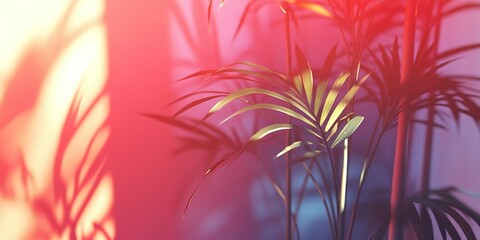 Poster - Soft light filters through leaves, creating vibrant shadows in a cozy indoor setting