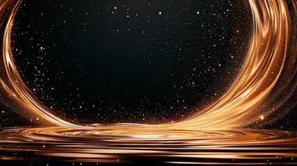 Poster - A swirling golden light creates dynamic motion against a dark background, filled with shimmering particles and reflections.