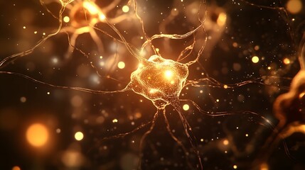 Leinwandbilder - Glowing and Sparking Microscopic Neuron Synapse Electrical Network Background Representing Complex Biological and Technological Concepts in Science Research and Medicine