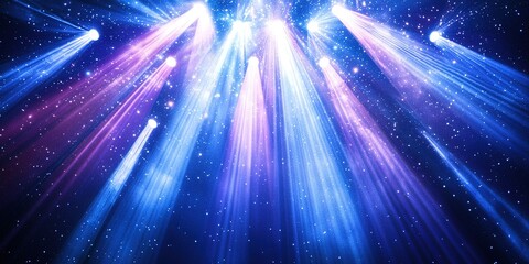 Poster - Colorful beams of light illuminate a starry night sky during a vibrant event