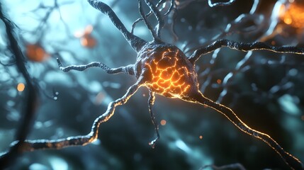 Leinwandbilder - Glowing and intricate neuronal connections within a complex neural network