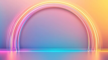 Poster - A vibrant, abstract rainbow arch with a gradient background, creating a dreamy and colorful atmosphere.