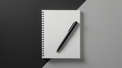Wall Mural - Notebook with pen isolated on black background. 3d illustration.