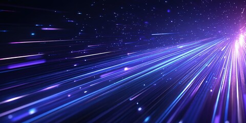 Poster - Streaks of vibrant light create a dynamic visual representation of speed and motion in a modern digital landscape