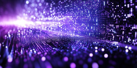 Poster - Vibrant display of purple and blue lights creating a digital landscape at night