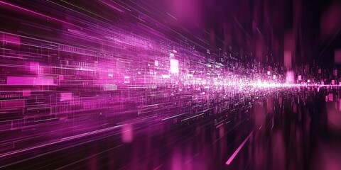 Poster - Vibrant abstract digital background with pink light streaks creating a sense of motion and depth in a futuristic environment