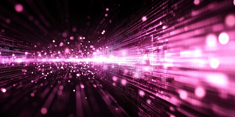 Poster - Colorful digital light patterns creating a vibrant atmosphere in an abstract design during nighttime