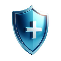 Wall Mural - Shield. Protection and security concept. Blue shield 3d icon. 3d render isolated on white background