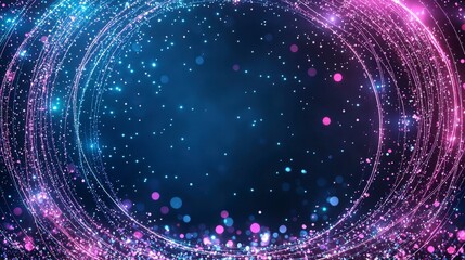 Poster - Vibrant abstract background with colorful glowing particles in circular patterns, evoking a sense of energy and movement.