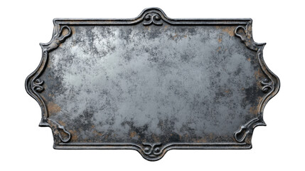 Poster - Rusty vintage plaque with ornate frame, isolated on transparent background