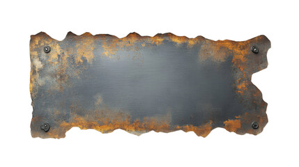 Poster - Rusty metal plate with torn edges on transparent background