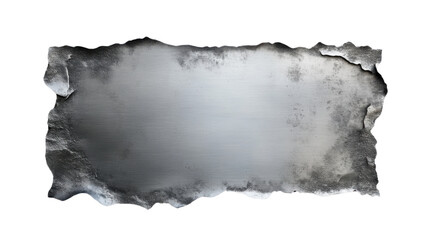 Poster - Burned and ripped metal plate with transparent background