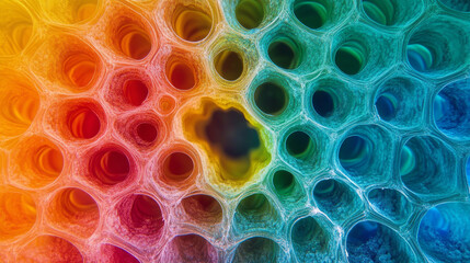 Poster - Intricate patterns of colorful hexagonal shapes in a vibrant design