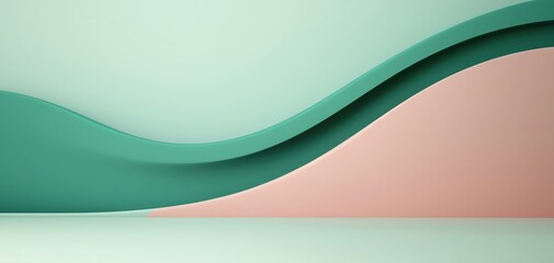 Poster - abstract waves of green and pink create a modern, soothing background design.