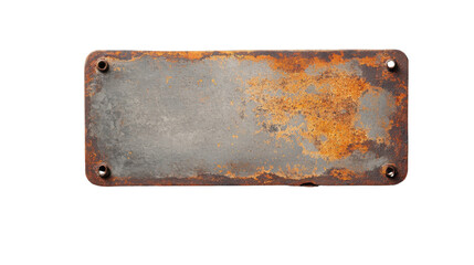 Poster - Rusty metal plate with screws on transparent background