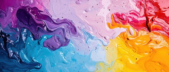 Poster - Colorful abstract painting with vibrant swirls of purple, pink, blue, and orange hues.