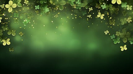 Festive St Patrick s Day Background Green Clover Leaves and Gold Glitter