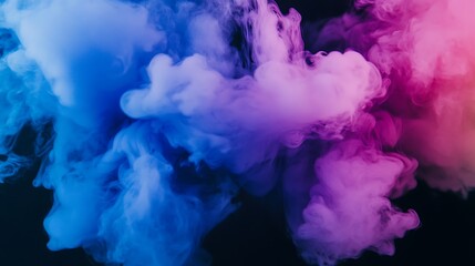 Canvas Print - Abstract colorful smoke clouds on black background.