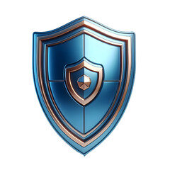 Wall Mural - Shield. Protection and security concept. Blue shield 3d icon. 3d render isolated on white background