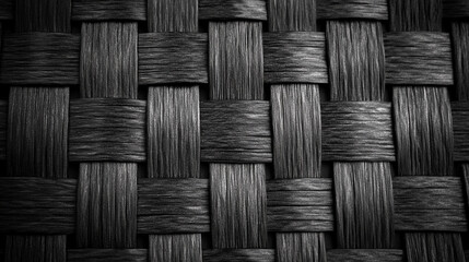 Poster - Textured weave pattern showcasing black and gray interlaced fibers in a contemporary design