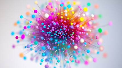 Poster - Colorful particles create a vibrant abstract design representing energy and movement