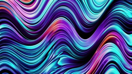Poster - Colorful abstract wavy pattern in vibrant hues, digital art. Modern design and creative background concept