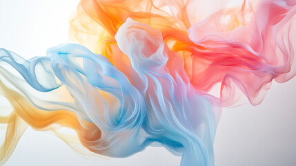 Poster - Colorful flowing fabric creates a soft and ethereal abstract display