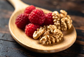 Canvas Print - An extreme macro of an ingredient, like a berry or nut, used in a dish for Father's Day breakfast.