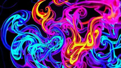 Aufkleber - Vibrant psychedelic neon swirl pattern, abstract art. Energetic expression and modern design concept