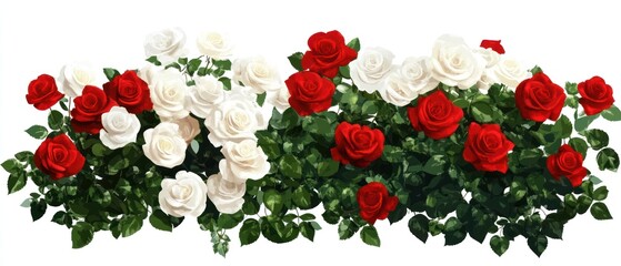 Wall Mural - Red and white roses border, floral arrangement, wedding design