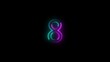 © MD ABDUL MUMIN - glowing neon 8 number illustration . on a black background.and creating a illustration stunning .