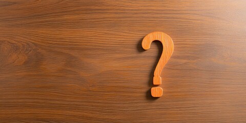Aufkleber - warm minimalist wooden question mark on textured surface - contemporary design element for modern in