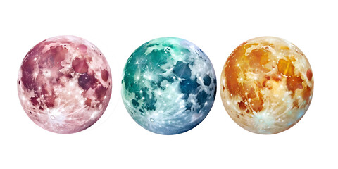 Wall Mural - Beautiful Celestial Moon Designs, Different Artistic Styles, PNG Transparent