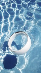 Poster - Floating modern design object in tranquil swimming pool water - image serene environment