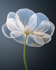 Poster - Ethereal Minimalism Skeleton Flower Art on Glass - High-Resolution Nature Textures for Premium Decor and Artistic Branding