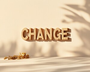 Aufkleber - Minimalist Typography Art Embossed CHANGE on Textured Beige - Growth and Transformation for Personal Development, Branding, and Empowerment Content Creation