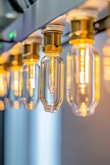 Aufkleber - Industrial Chic Lab Lighting Brass and Glass Filament Bulbs - Innovative Tech Design for Scientific Ambiance and Laboratory Interior Branding