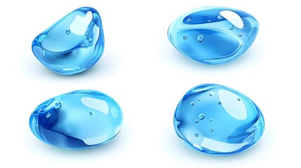 Aufkleber - Isolated transparent water droplets with reflective surfaces against a clean minimalist white background  The water drops showcase their spherical shape clarity and delicate nature