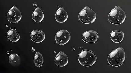 Fototapete - Isolated Transparent Water Drops Floating on Clean Minimalist Background  Elegant Serene and Captivating Macro Photography of Dew or Raindrops