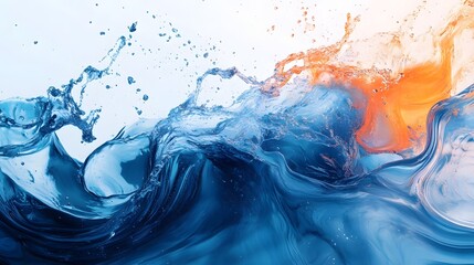 Fototapete - Striking abstract fluid art with dynamic paint splashes and vibrant color explosion  Captivating digital artwork with kinetic energy color symphony and experimental digital medium