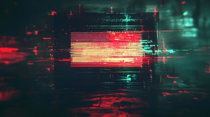Poster - Striking and captivating abstract digital background with a disruptive glitch effect featuring a futuristic neon lit techno inspired design with vibrant colors dynamic patterns